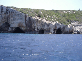 sea kayaking blue caves, zakynthos, ionian islands, greece